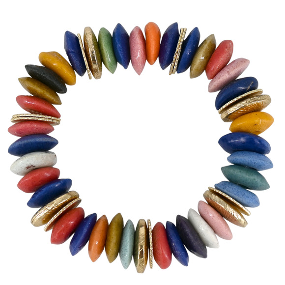 Akola Pilar Rainbow Disc Bead Stretch Bracelet - Picture 2 of 7